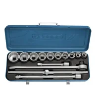 Jogo Soquete 3/4" Estriado 14pcs 10 Soquetes 4 Acessorios CRV 7/8-2" Gedore D32EPU