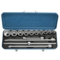 Jogo Soquete 3/4" Estriado 14pcs 10 Soquetes 4 Acessorios CRV 7/8-2" Gedore D32EPU