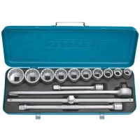 Jogo Soquete 3/4" Estriado 14pcs 10 Soquetes 4 Acessorios CRV 7/8-2" Gedore D32EPZ