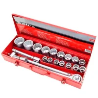 Jogo Soquete 3/4" Estriado 20pcs 16 Soquetes 4 Acessorios CRV 19-50MM Mtx 135369