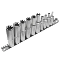 Jogo Soquete 3/8"-1/2" E-Torx Longo 10pcs CRV E4-E20 Corneta 3323421