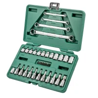 Jogo Soquete 3/8" Torx e Chave Plana 35pcs CRV E4-E24 Sata ST09010SJ