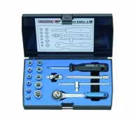 Jogo Soquete Estriado 1/4" 17pcs CRV 4-13MM Gedore D20 EMU3