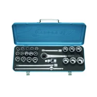 Jogo Soquete 1/2" Estriado 25pcs 20 Soquetes 5 Acessorios CRV 1/4 A 1.1/4" Gedore D19KPU