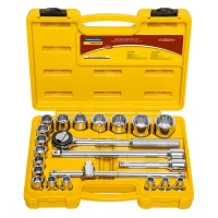 Jogo Soquete 1/2" Estriado 22pcs 18 Soquetes 4 Acessorios CRV 8A32MM Tramontina 43600/022