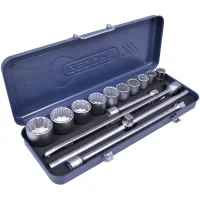 Jogo Soquete 3/4" Estriado 14pcs 10 Soquetes 4 Acessorios CRV 22A50MM Gedore D32EMZ