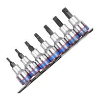 Jogo Soquete 1/2" Ponta Torx 7pcs CRV T20AT55 King Tony 4107PR