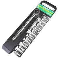 Jogo Soquete 1/2" Sextavado 15pcs 11 Soquetes 2 Acessorios CRV 10 A 24MM Sata ST09525SJ