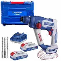 Martelete Perfurador Rompedor Bateria 20V Brushless SDS-Plus Maleta Carregador 2 Baterias 18MM Bivolt Tramontina by Total 42305/122