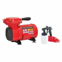 Motocompressor de Ar Direto 1/3HP 40 Libras com Pistola e Mangueira 2,3PCM Bivolt Chiaperini RED