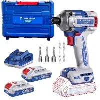 Parafusadeira de Impacto a Bateria 20V Brushless 285NM Maleta Carregador e 2 Baterias 2AH 1/4" Bivolt Tramontina by Total 42302/122