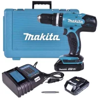 Parafusadeira Furadeira Impacto Bateria 18V Com Maleta Carregador e 2 Baterias 1,5AH 1/2" Bivolt Makita DHP453Y001