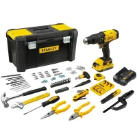 Parafusadeira Furadeira Impacto Bateria 20V Caixa Plastica Carregador 1 Bateria 119 Acessorios 1/2" Bivolt Stanley SCD711C1H-BR