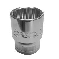 Soquete Estriado Encaixe 1/2" CRV 1/2X22MM Sata ST13613SC