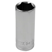 Soquete Sextavado Longo Encaixe 1/2" CRV 1/2X24MM Sata ST13414SC