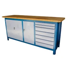 Bancada Fechada Tampo de Madeira Com 7 Gavetas e 3 Portas 200X60X90CM Fercar 207CDF