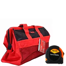 Bolsa de Lona para Ferramentas 18 Bolsos 510X210X360MM Mtx 902529 + Trena de Aco Caixa Plastica Emborrachada Graduacao Em Mm com Trava e Presilha 3MX5/8" Sparta 3131155