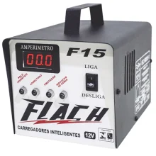 Carregador Inteligente de Bateria Automatico Flutuante com Auxiliar de Partida 15A 1-12V Bivolt Flach F15