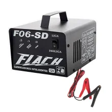 Carregador Inteligente de Bateria Automatico Flutuante com Auxiliar de Partida 6A 1-12V Bivolt Flach F06-SD