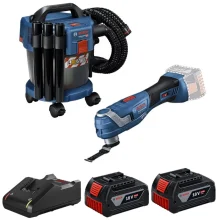 Combo Pague Menos Bosch 18V - Aspirador de Pó 10L+Multicortadora Oscilante+2 Baterias 18V 4ah e Carregador Bivolt BOSCH