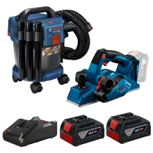 Combo Pague Menos Bosch 18V - Aspirador de Pó 10L+Plaina 82mm+2 Baterias 18V 4ah e Carregador Bivolt BOSCH