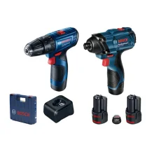 Combo Parafusadeira Furadeira+chave Impacto 12V Carregador Maleta e 2 Baterias 2AH 1/4" 3/8" Bivolt Bosch GSB120+GDR120LI