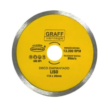 Disco Diamantado Liso Para Ceramica Corte Umido 4.3/8"-110MM Graff 6850003