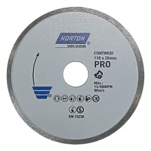 Disco Diamantado Liso Para Ceramica e Porcelanato Corte a Seco e Umido 4.3/8"-110MM Norton PRO