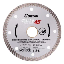 Disco Diamantado Turbo Chanfro 45 USO Em Esmerilhadeira Corte a Seco 4.1/2"-115MM Cortag 61907