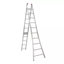 Escada de Aluminio de Abrir/Extensivel 2X10 Degraus Desmontavel 3 Em 1 Capacidade 120KG 3,3-5,4M Alulev ED110