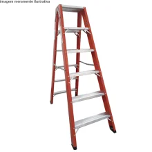 Escada Fibra de Vidro de Abrir 10 Degraus Tipo Tesoura Duplo Acesso 3M Esmig FADA 10