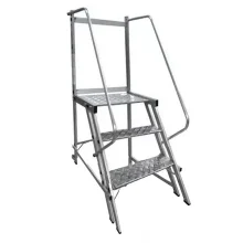 Escada Plataforma Trepadeira Em Aluminio com 2 Degraus+patamar e Corrimaos 0,8M Interalum TRE/0,8