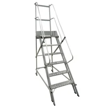 Escada Plataforma Trepadeira Em Aluminio com 5 Degraus+patamar e Corrimaos 1,5M Escaleve PLAT 1500