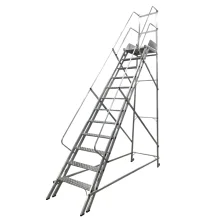 Escada Plataforma Trepadeira Nr12 Em Aluminio com 12 Degraus+patamar e Corrimaos 3,25M Escaleve PLAT NR3250