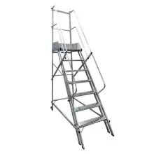 Escada Plataforma Trepadeira Nr12 Em Aluminio com 6 Degraus+patamar e Corrimaos 1,75M Escaleve PLAT NR1750