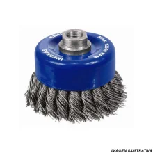 Escova de Aco Carbono Copo Trancada FIO 0,60 2.1/2"X14MM Inebras 06815