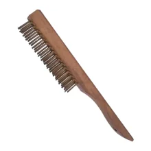 Escova de Aco Latonado Manual Cabo de Madeira 16X4 FILEIRAS Inebras 1777/4