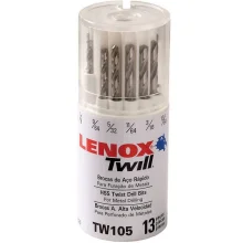Jogo Broca Haste Paralela 13pcs DIN 338 HSS 1/16A1/4" Lenox-Twill TW105