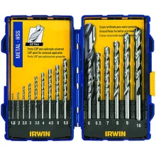 Jogo Broca Haste Paralela 15 Pecas DIN 338 HSS 1,5A10MM Irwin 1865314