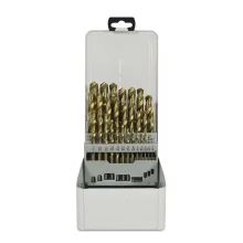 Jogo Broca Haste Paralela 29pcs DIN 338 com Tratamento de Titanio HSS 1/16A1/2" Rocast 1370061