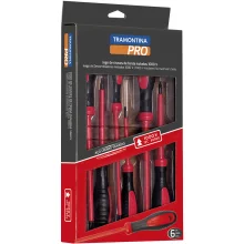 Jogo Chave de Fenda e Phillips Isolada 6pcs 1000V IEC60900 NR10 Cabo com Duplo Isolamento 1/8X3"A1/4X6" Tramontina Pro 44315/406