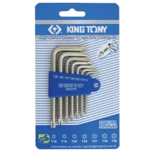 Jogo Chave Torx L com Guia 7 Pecas CRV T10AT40 King Tony 20407PR