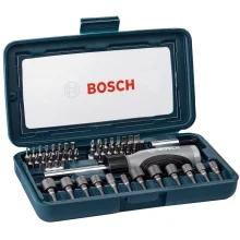 Jogo Pontas para Parafusar 46 Pecas Fenda Phillips Soquetes Outros e Chave Suporte 1/4" Bosch 2607017399