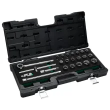 Jogo Soquete 1/2" Estriado 23pcs 18 Soquetes 5 Acessorios CRV 10A32MM Belzer 204406BJ