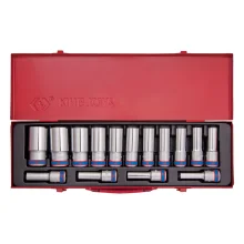 Jogo Soquete 1/2" Sextavado Longo 15pcs 10 A 32MM King Tony 4315MR