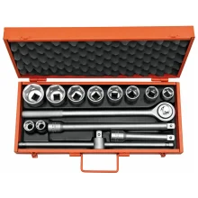 Jogo Soquete 3/4" Sextavado 14pcs 10 Soquetes 4 Acessorios CRV 22-50MM Tramontina Pro 44861/414