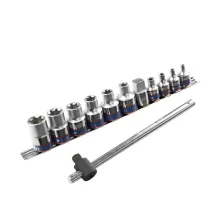 Jogo Soquete 3/8"-1/2" E-Torx 12pcs CRV E4-E20 King Tony 7112PR