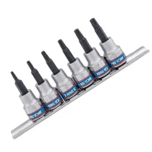Jogo Soquete 3/8" Ponta Torx com Guia 6pcs CRV T10-T30 King Tony 3146PR
