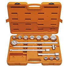 Jogo Soquete 3/4" Estriado 14pcs 10 Soquetes 4 Acessorios CRV 22-50MM Tramontina Pro 44853/214