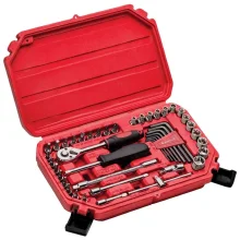 Jogo Soquete Sextavado 1/4" 45pcs CRV 4-14MM Mayle 110045